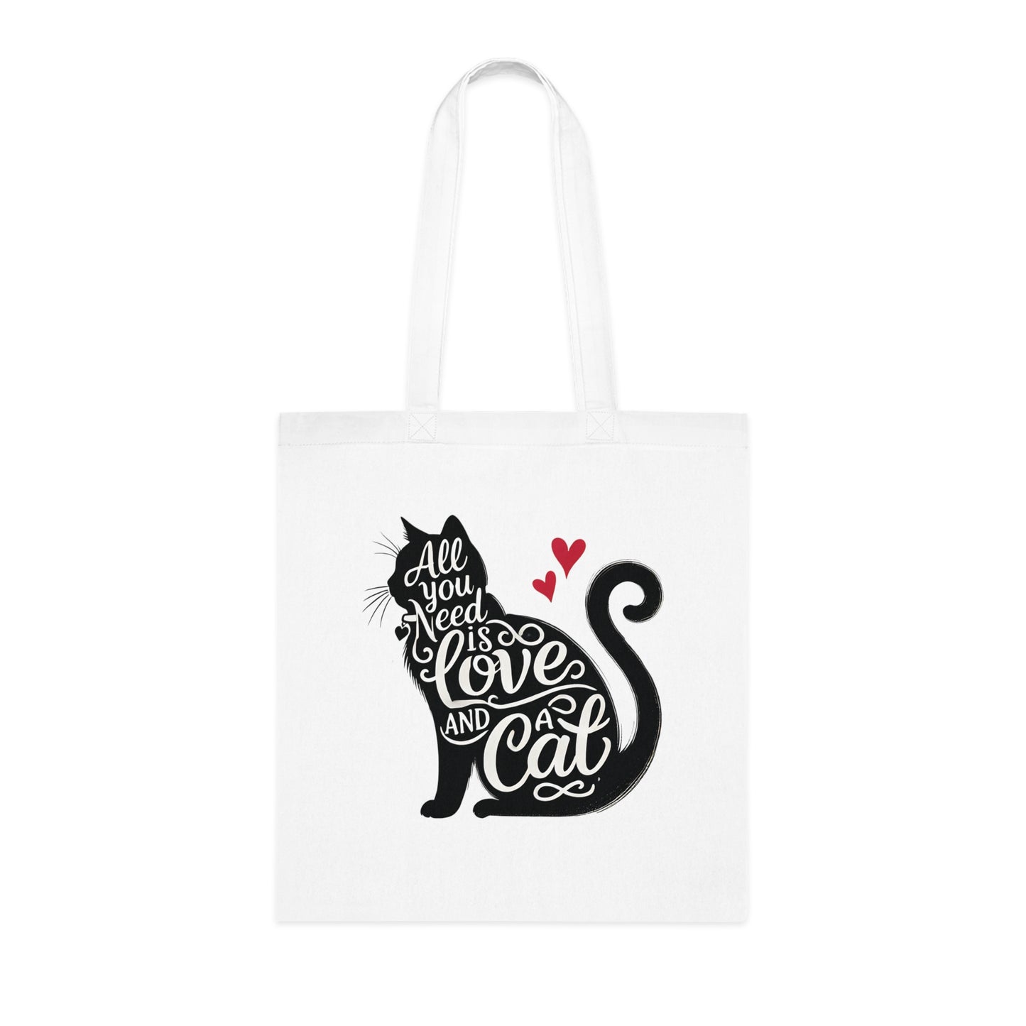 Cat Lover Cotton Tote - 'All You Need is Love and a Cat'