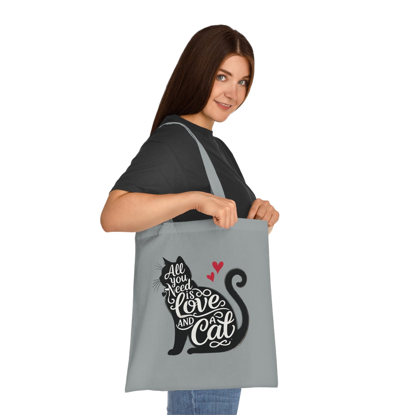 Cat Lover Cotton Tote - 'All You Need is Love and a Cat'