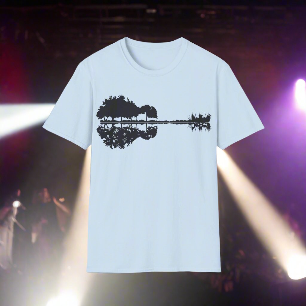 Black Guitar Landscape T-Shirt - Print Fusions