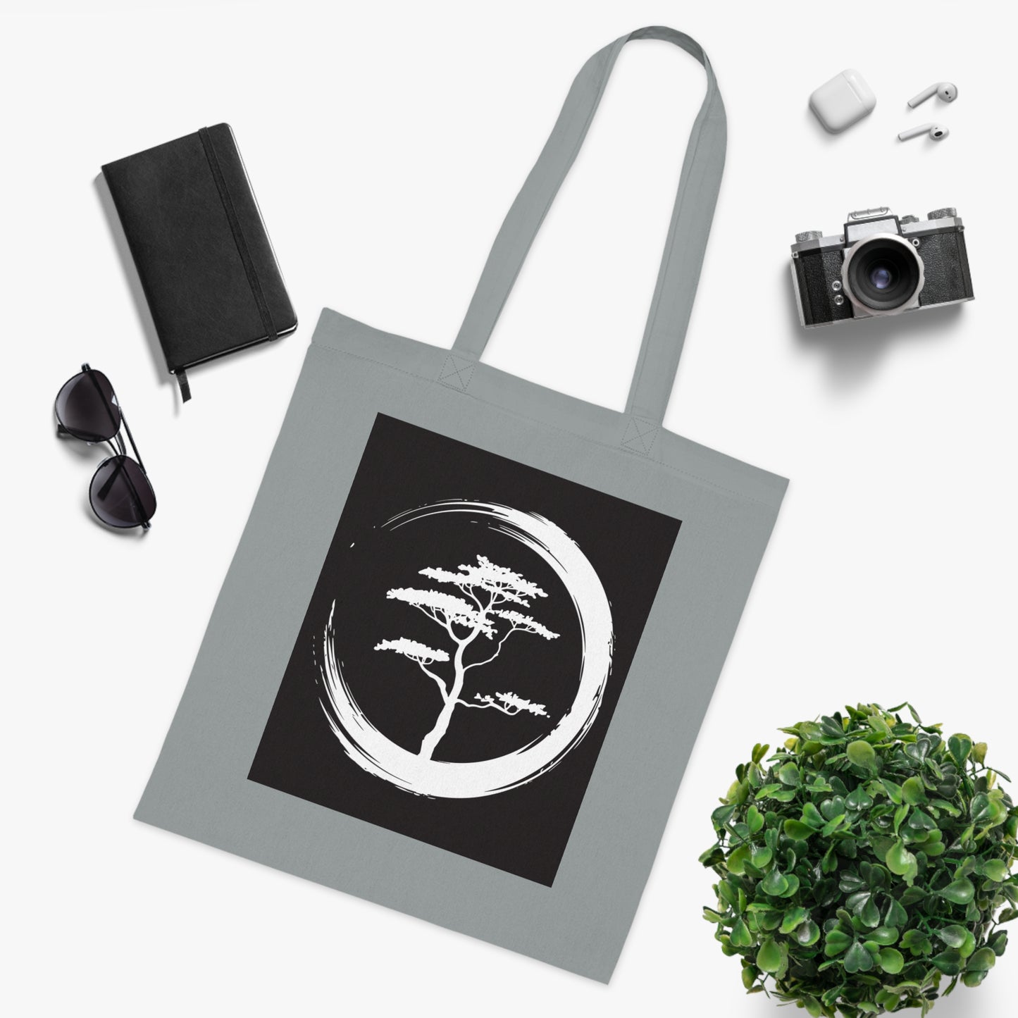 Zen Tree Design Cotton Tote Bag - Eco-Friendly