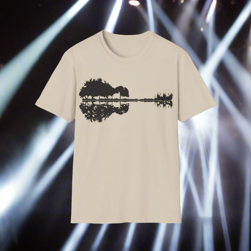 Black Guitar Landscape T-Shirt - Print Fusions