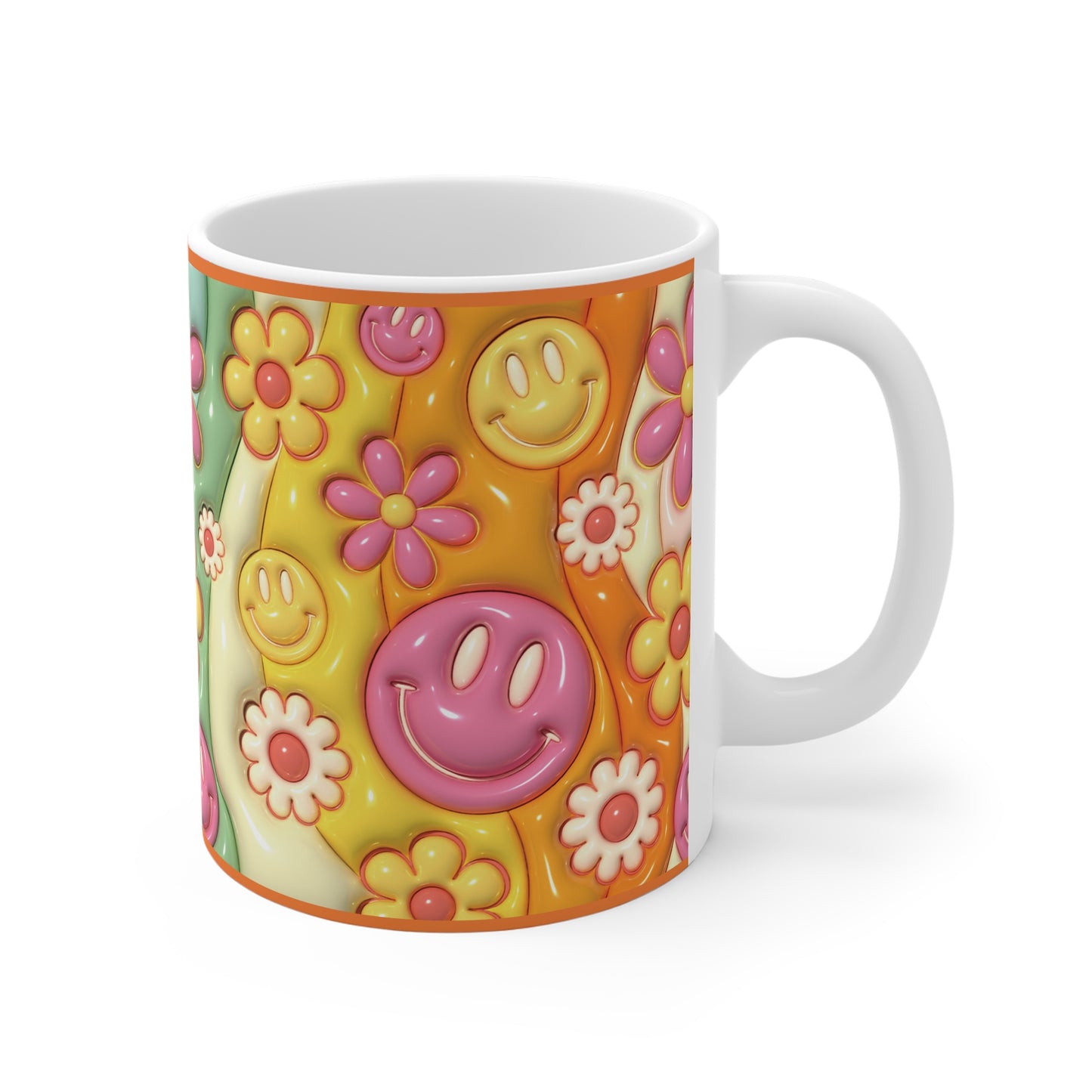 Colourful Floral Smile 11oz Ceramic Mug