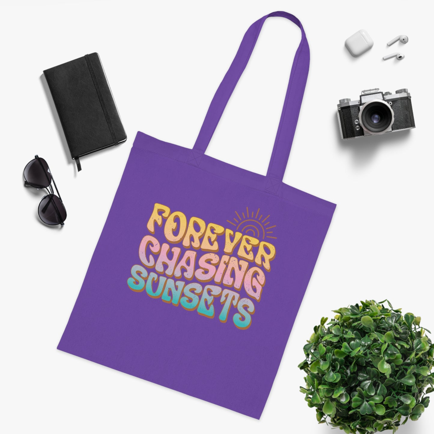 Forever Chasing Sunsets Cotton Tote Bag