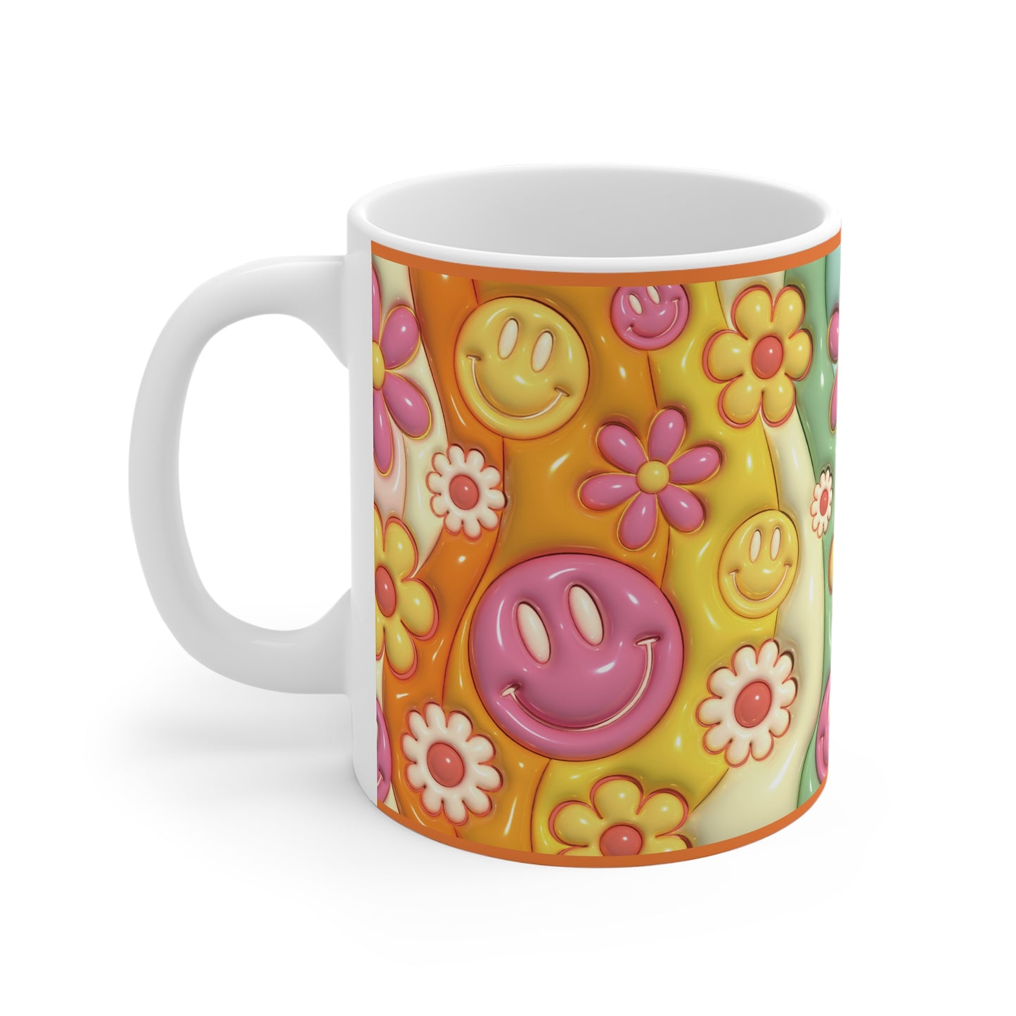 Colourful Floral Smile 11oz Ceramic Mug