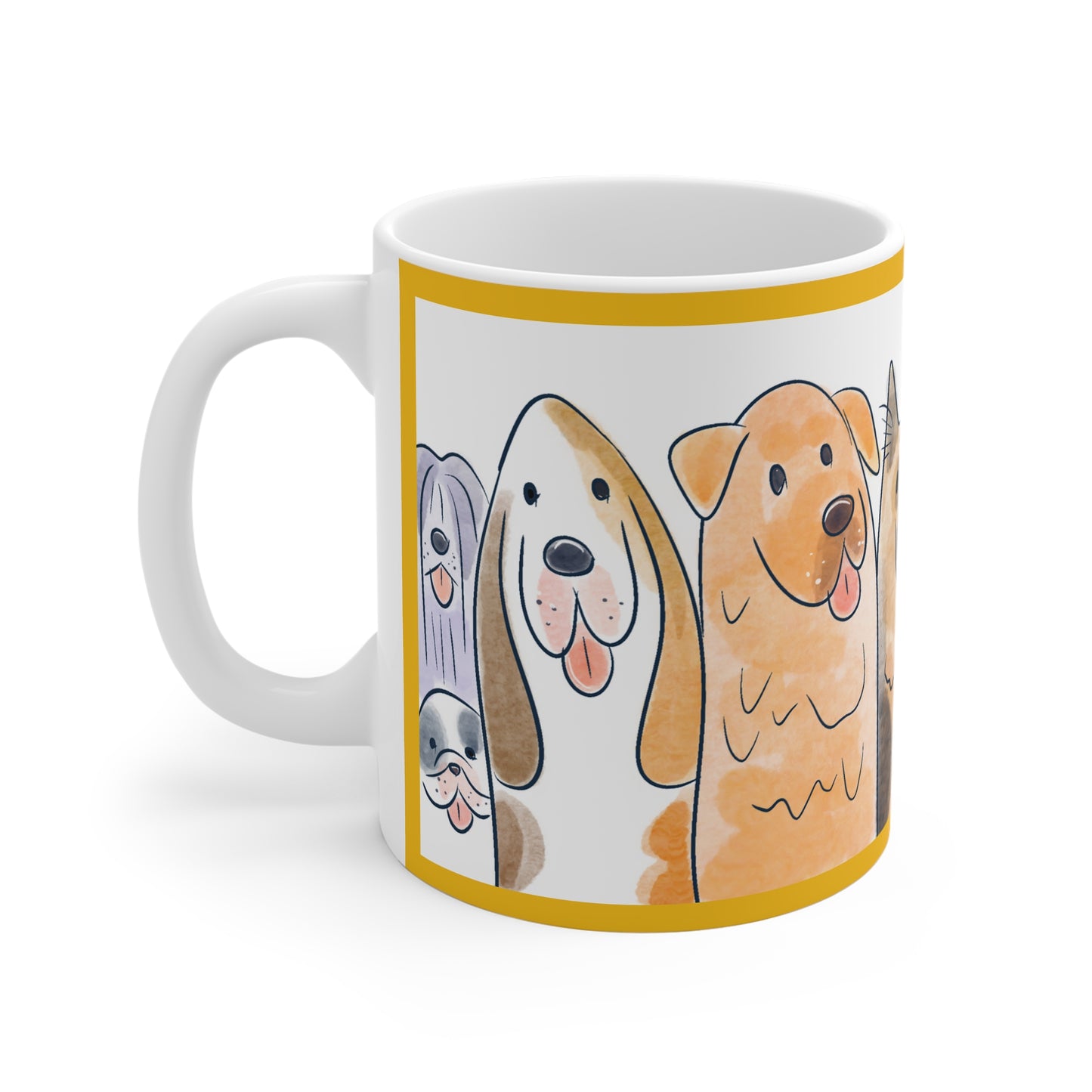 Cute Dog Lovers 11oz White Mug with Playful Pups Design