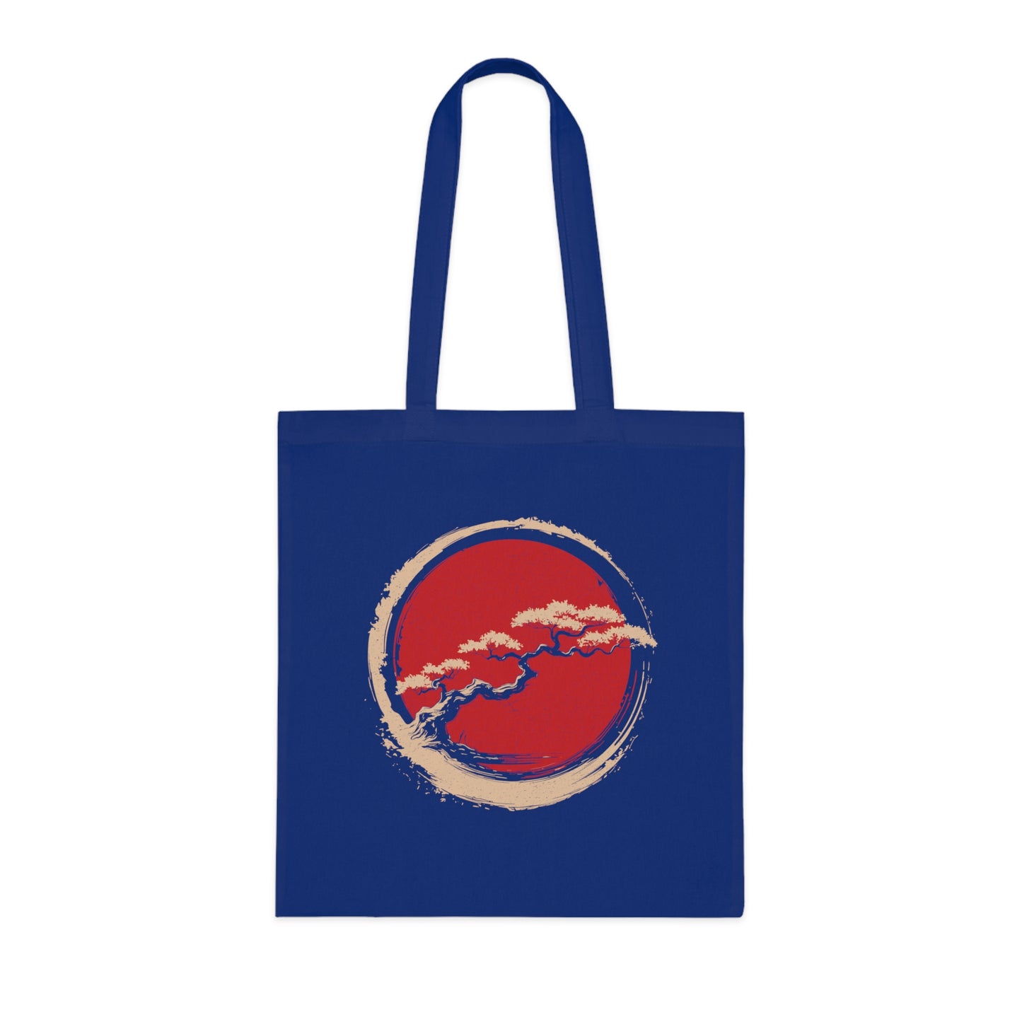 Zen-Inspired Cotton Tote Bag with Red Circle Design