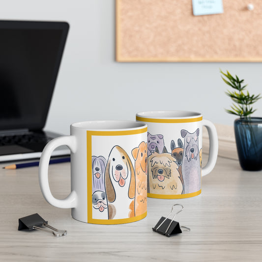 Cute Dog Lovers 11oz White Mug with Playful Pups Design