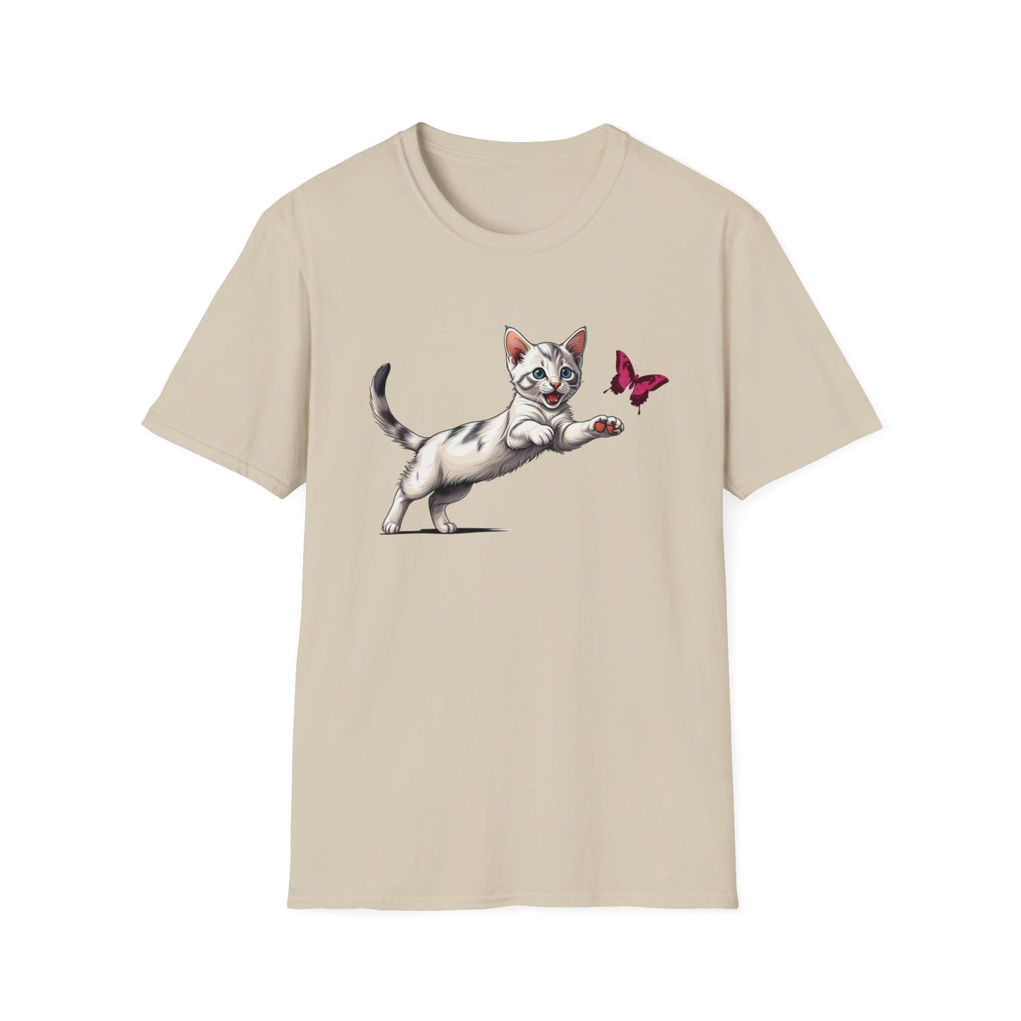 "Kitten Chasing Butterfly" T-Shirt - Print Fusions