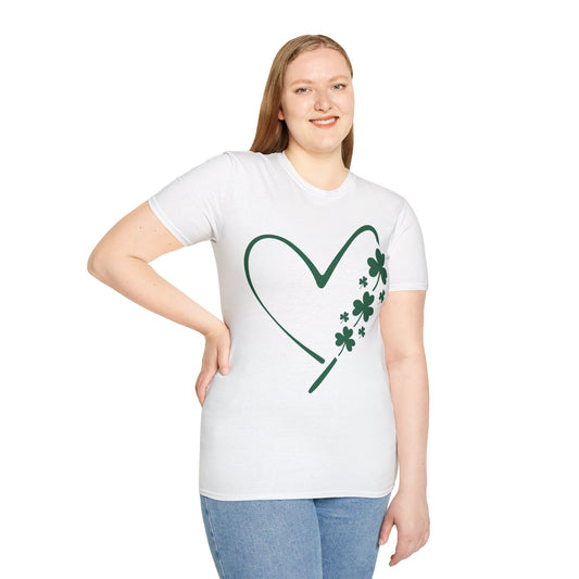 St. Patrick's Day Heart T-Shirt with Shamrocks