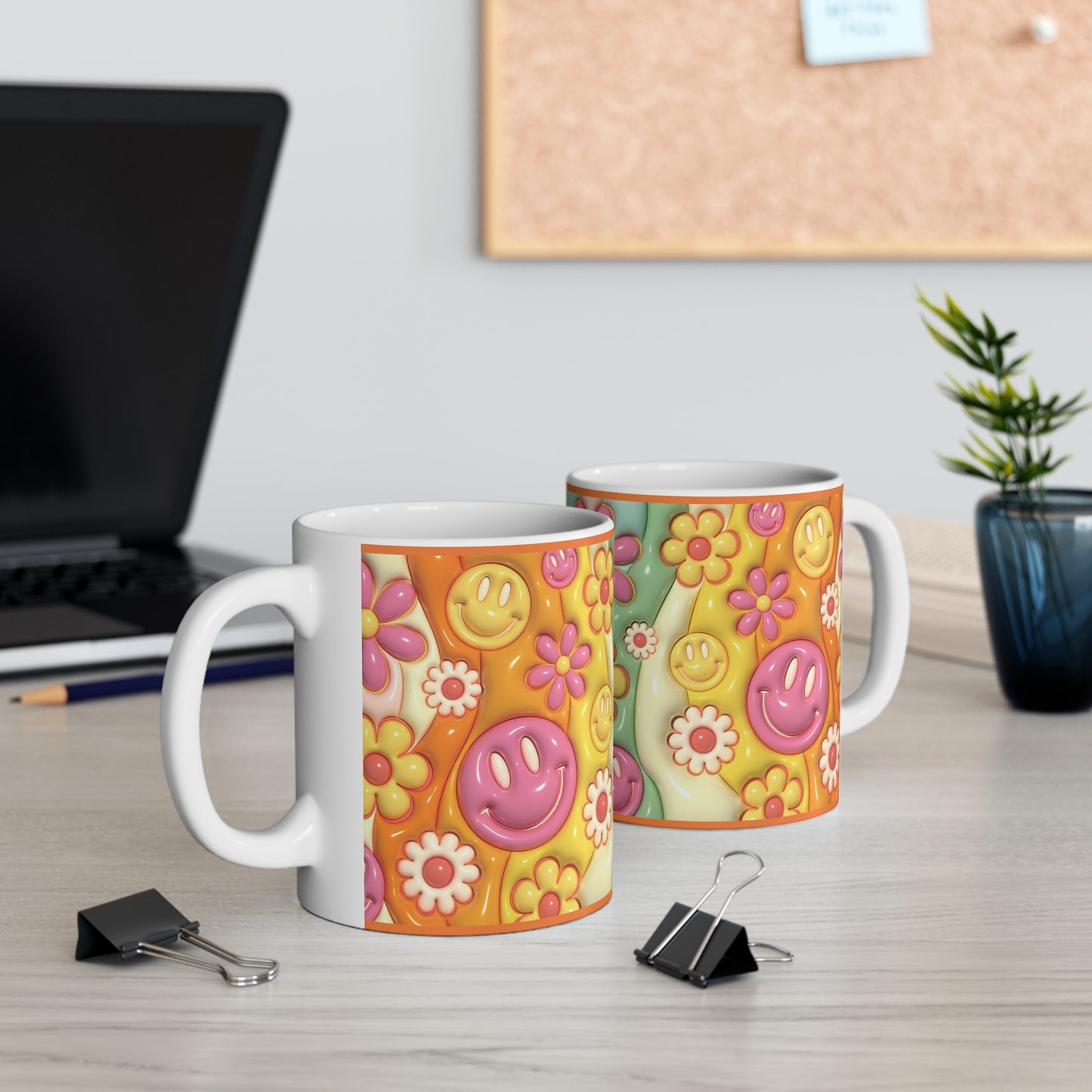 Colourful Floral Smile 11oz Ceramic Mug