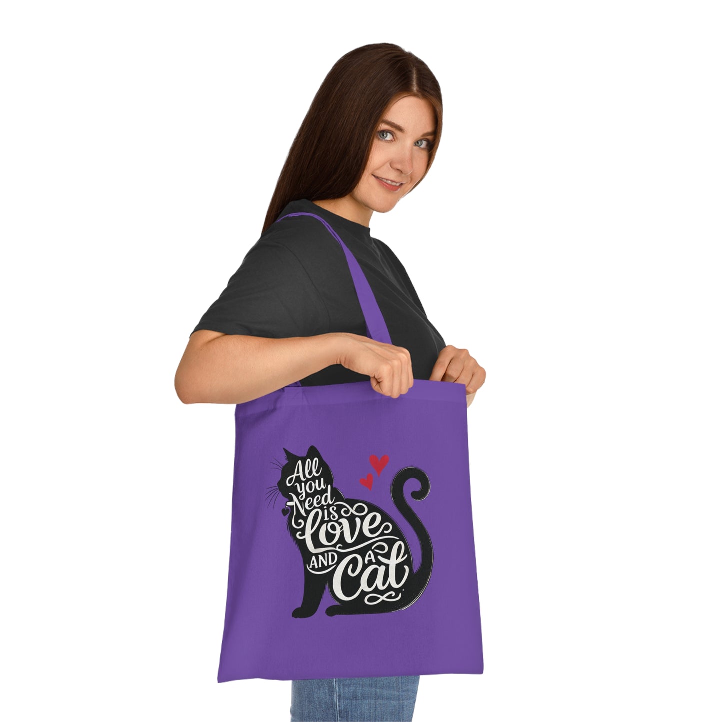 Cat Lover Cotton Tote - 'All You Need is Love and a Cat'