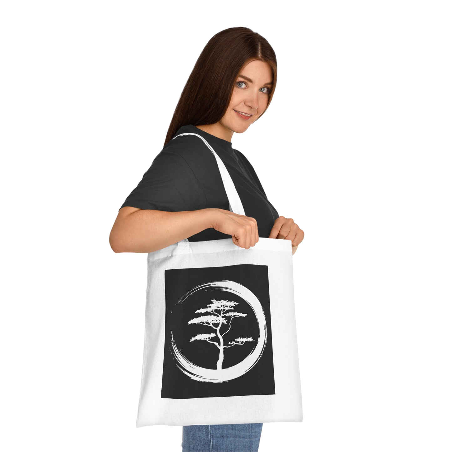 Zen Tree Design Cotton Tote Bag - Eco-Friendly