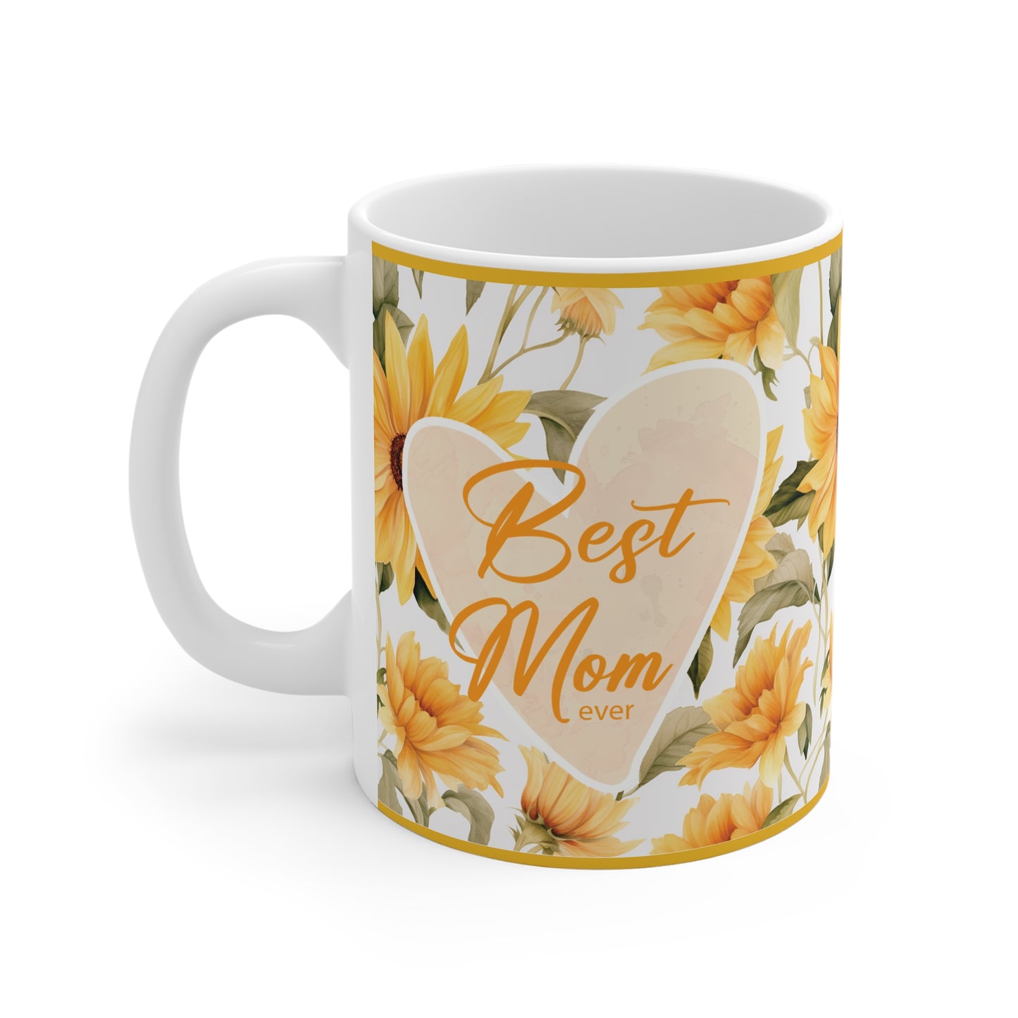 Best Mom Ever Floral Mug | 11oz Sunflower Coffee Cup for Mother's Day