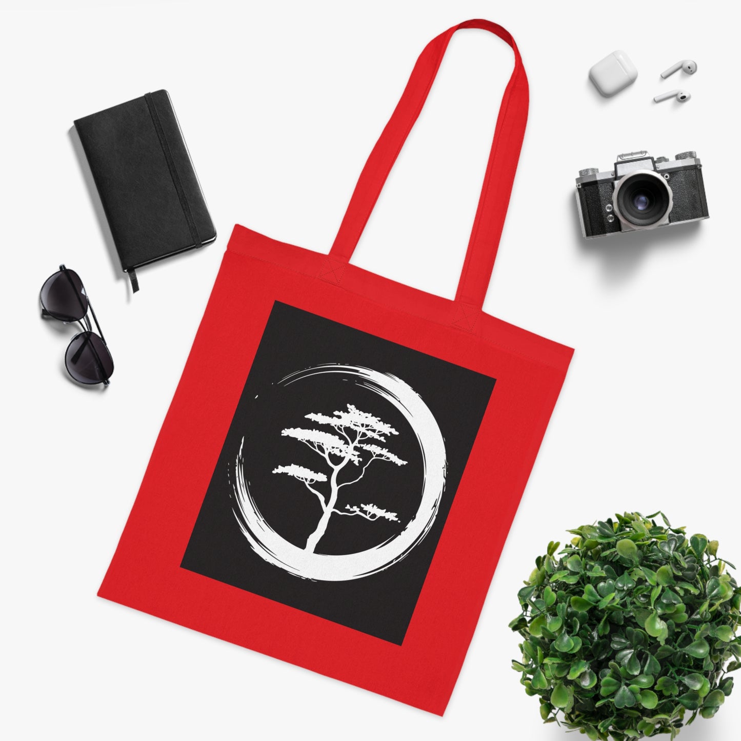 Zen Tree Design Cotton Tote Bag - Eco-Friendly