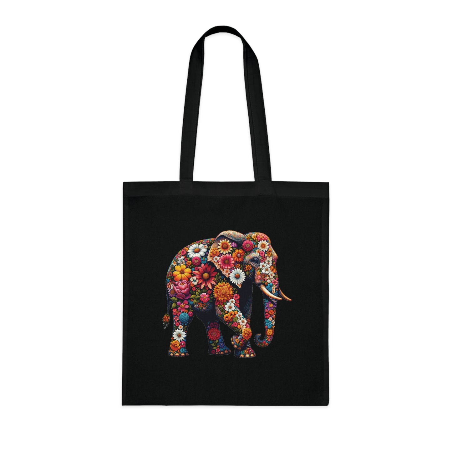 Floral Elephant Cotton Tote Bag