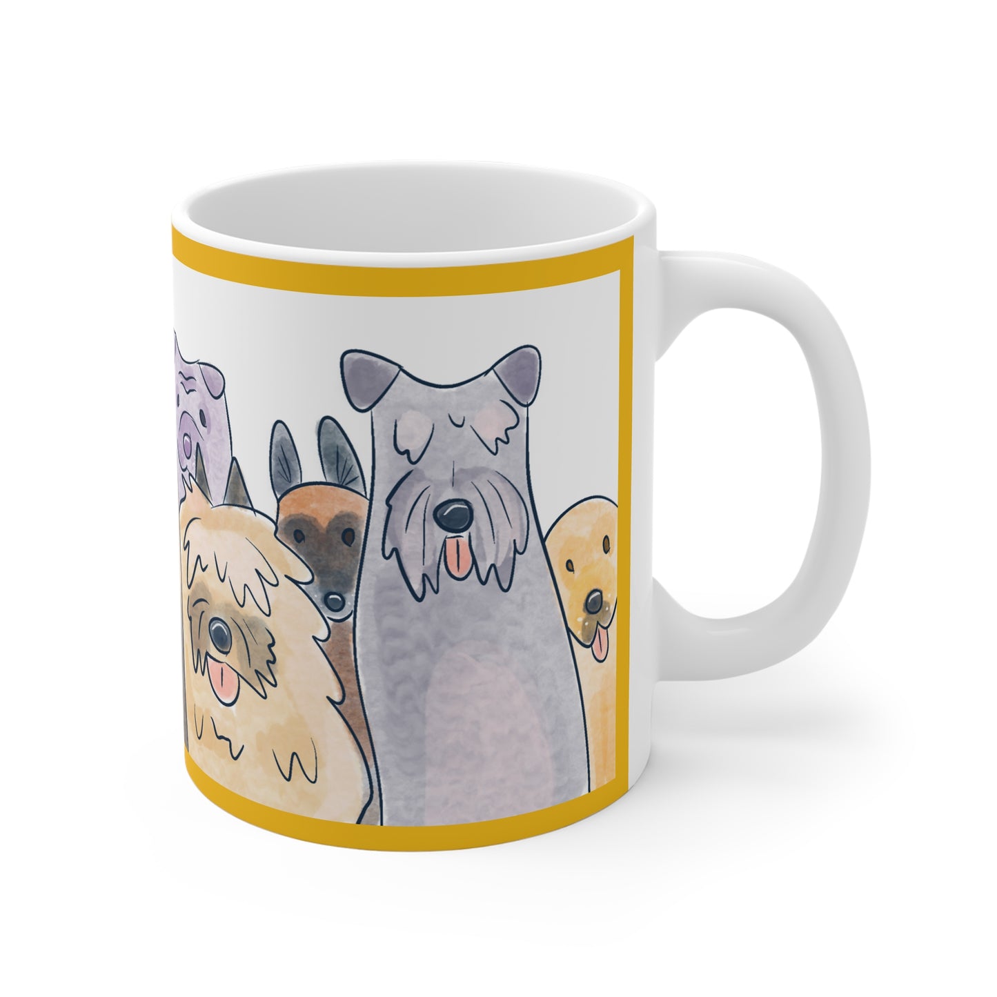 Cute Dog Lovers 11oz White Mug with Playful Pups Design