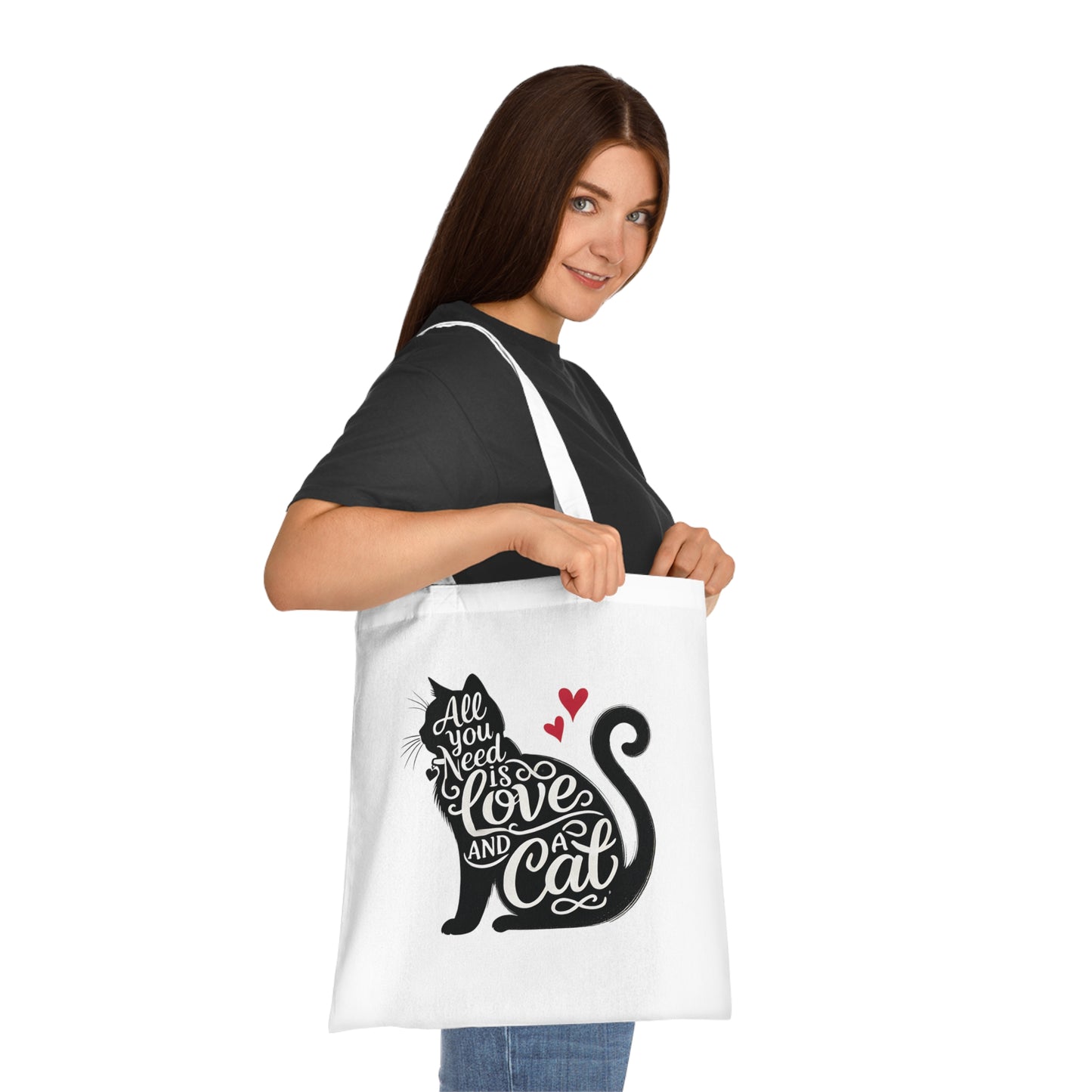 Cat Lover Cotton Tote - 'All You Need is Love and a Cat'