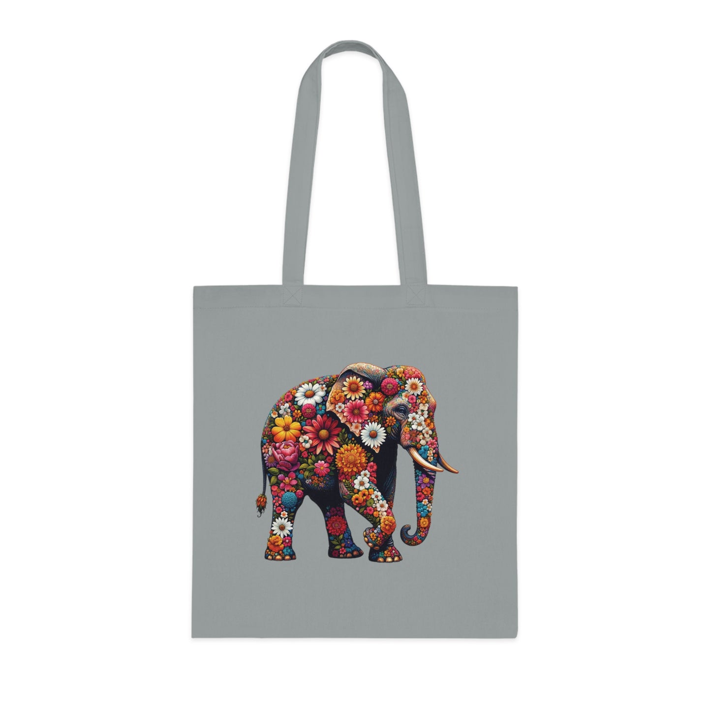 Floral Elephant Cotton Tote Bag