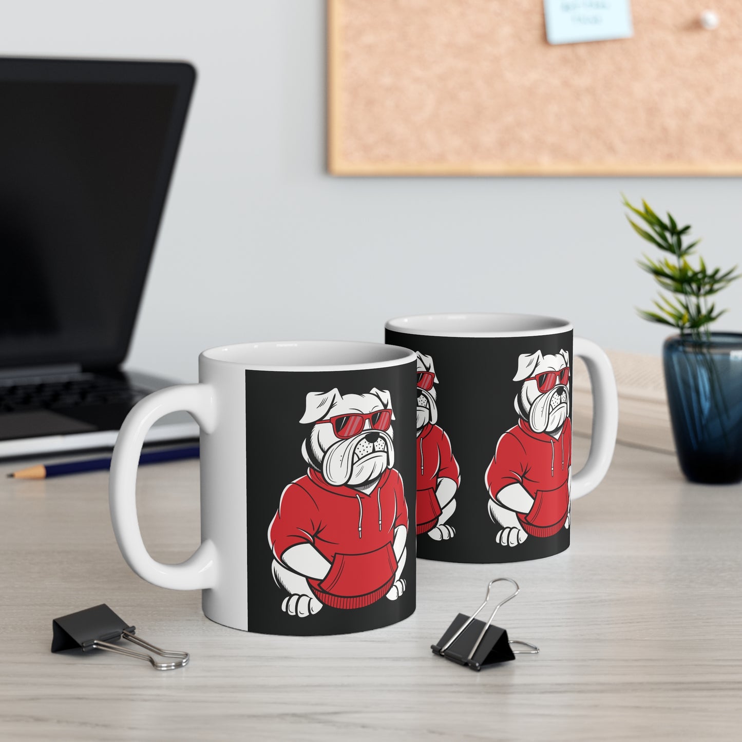 Bulldog Mug - 11oz White Coffee Mug with Dog Design