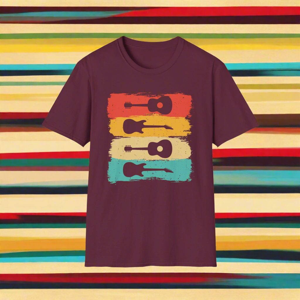 Vintage Guitarist T-shirt - Unisex Softstyle - Print Fusions