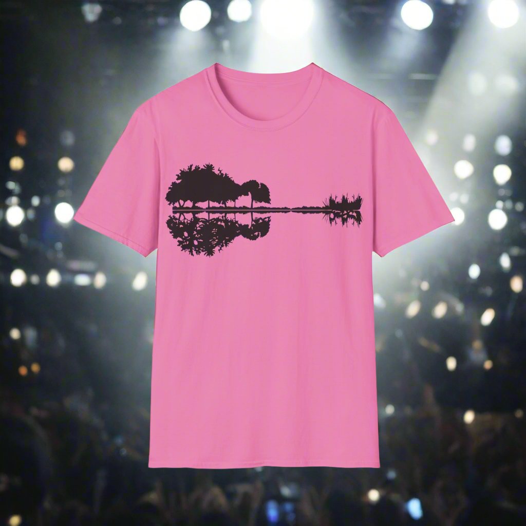 Black Guitar Landscape T-Shirt - Print Fusions