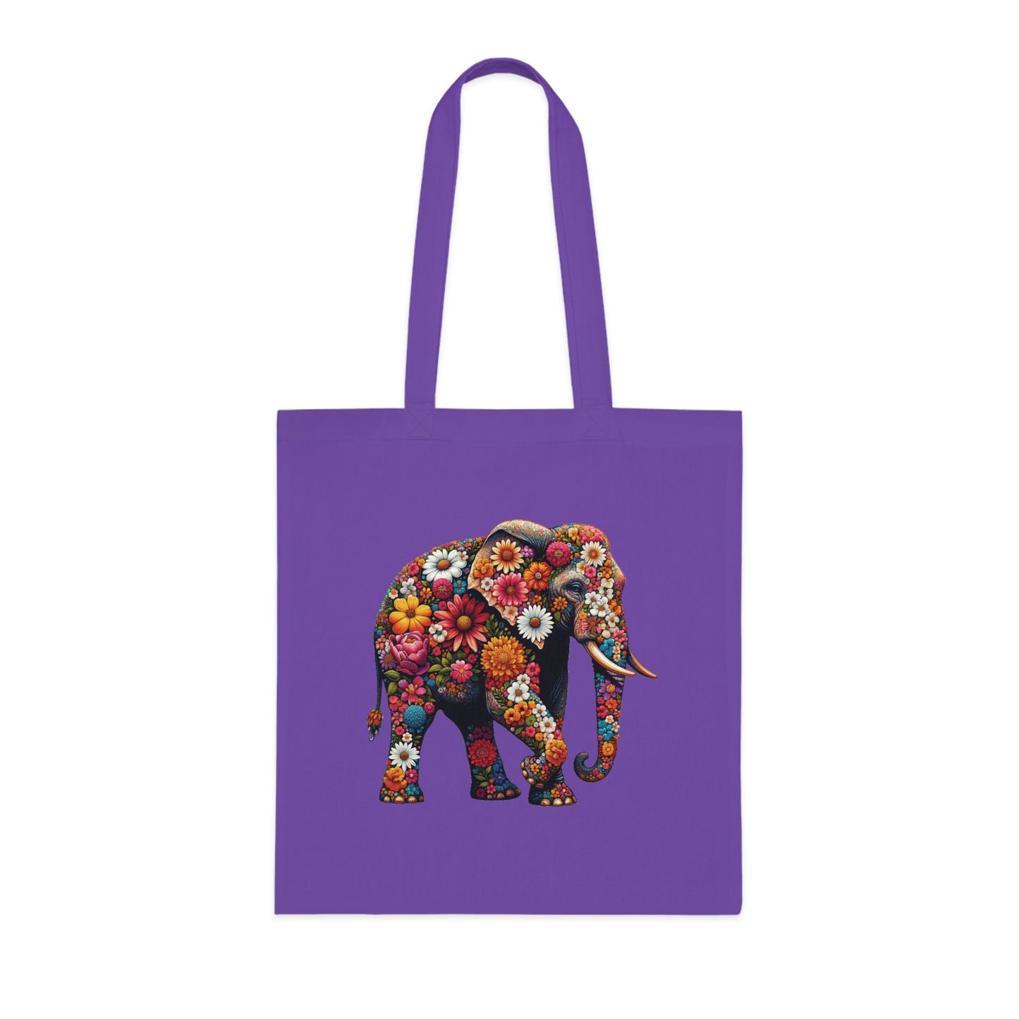 Floral Elephant Cotton Tote Bag